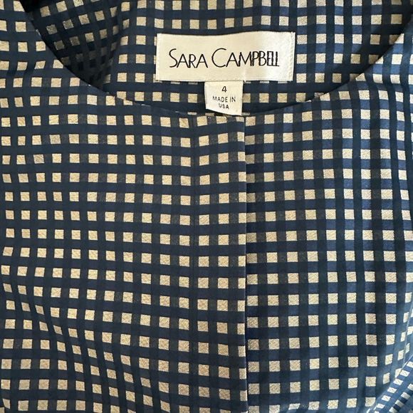 Sara Campbell Navy and White Checkered Midi Dress - Picture 10 of 13